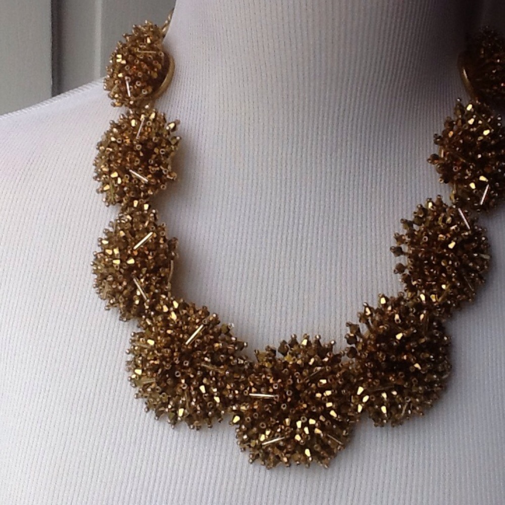 JCrew gold beaded statement necklace